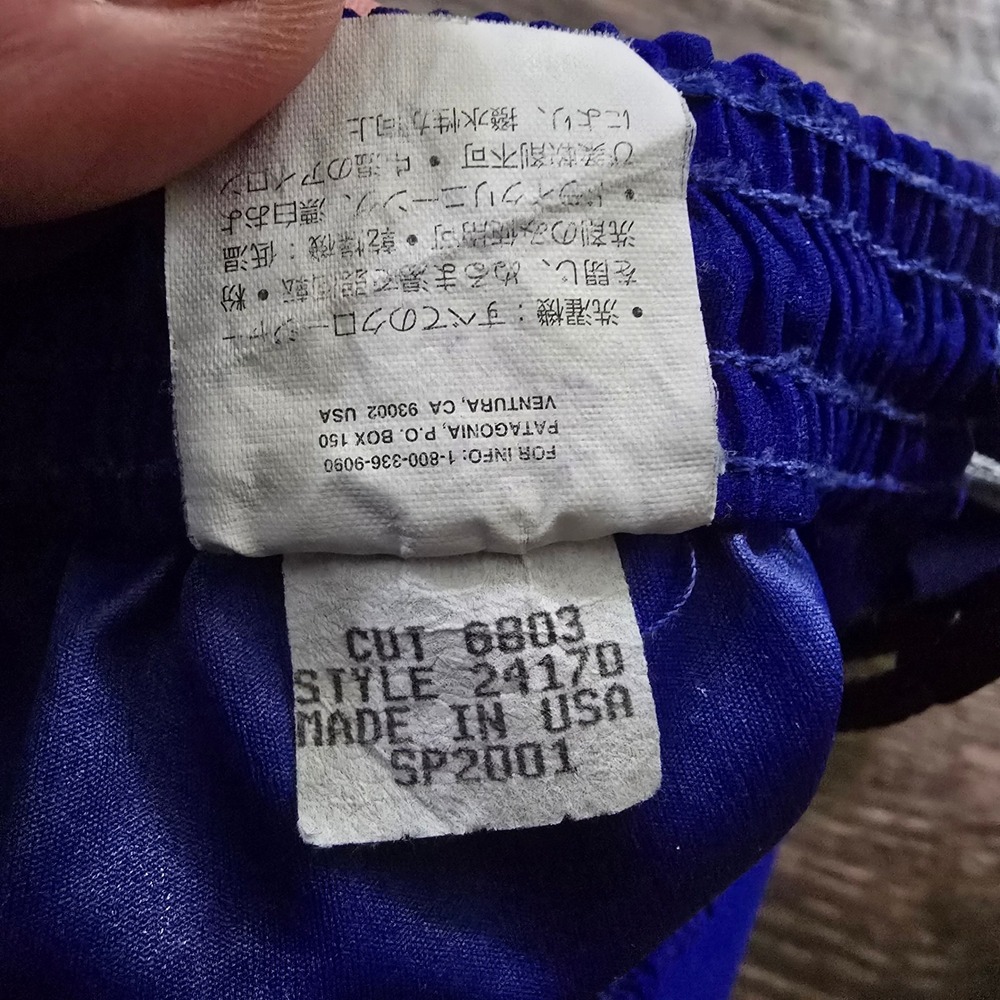 PATAGONIA Track‎ Pants Mens M Blue Excellent Vintage 2001 USA 24170 Reflective - Picture 5 of 8